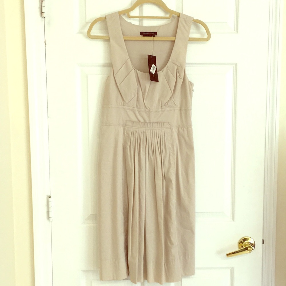 Bcbg maxazria cotton khaki dress 4 pleats